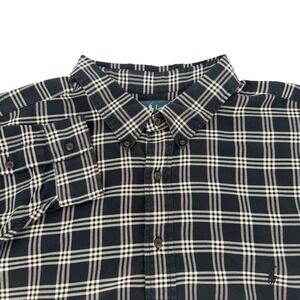 Ralph Lauren Mens 4XB Big Classic Fit Button Down Shirt Navy Blue White Plaid